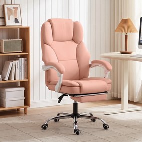 Cadeira de escritório ergonómica, cadeira de escritório reclinável em couro sintético, adequada para animais de estimação, altura ajustável, cor-de-ro