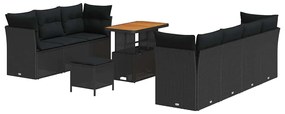 Conjunto de Sofá de Jardim vidaXL de 10 Peças com Almofadas em Polyrat
