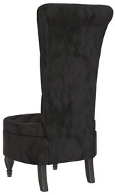 Cadeirão com encosto alto veludo preto design de botões