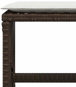 Bancos jardim com almofadões 4 pcs 41x41x36 cm vime PE castanho