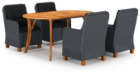 vidaXL 5 pcs conjunto de jantar para jardim cinzento-escuro