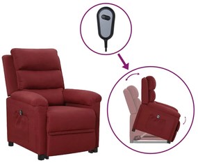 vidaXL Poltrona elevatória tecido vermelho tinto
