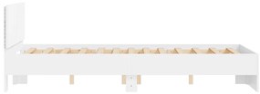 Estrutura de cama com cabeceira e luzes LED 140x200 cm branco