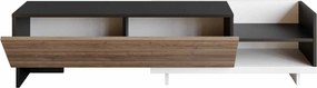 Móvel TV Parion – Branco/Preto/Nogueira – 165x35x41 cm