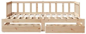 Sofá-cama com gavetão e gavetas sem colchão 80x200 cm