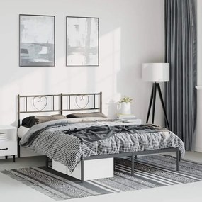 Estrutura de cama com cabeceira 135x190 cm metal preto