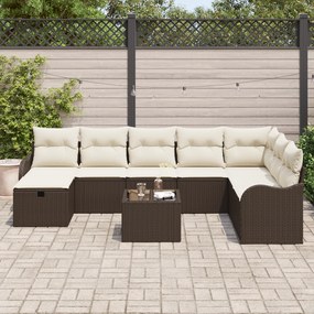 Conjunto de Sofás de Jardim vidaXL com Almofadas Rattan Poli Castanho