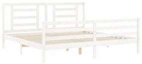 Estrutura cama Super King Size c/ cabeceira madeira branco