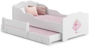 Cama dupla infantil ANNA 160x80 branca - bailarina - colchão e estrado incluído
