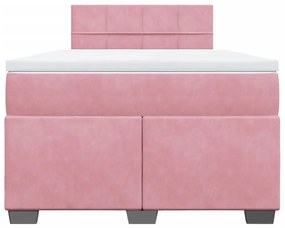 Cama boxspring com colchão 120x200 cm veludo rosa