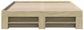 Estrutura de cama 135x190 cm derivados madeira carvalho sonoma