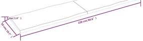 Tampo de mesa com bordas vivas maciço tratado castanho-escuro
