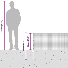 Cerca de Arame Soldado com 22 Postes em U Verde 0.6x50 m Aço
