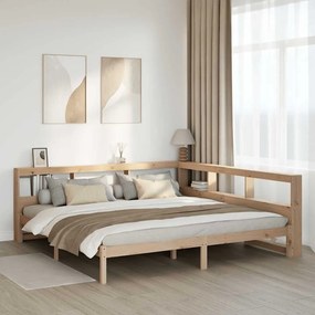 vidaXL Cama com estante sem colchão 180x200 cm pinho maciço