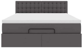 Estrutura de cama otomana com colchão 140x190 cm cinzenta