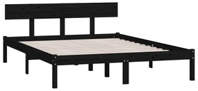 Estrutura de cama king 150x200 cm pinho maciço preto