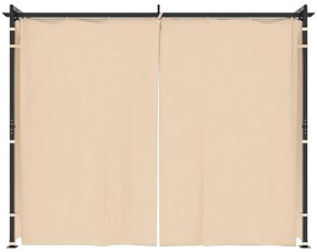 Gazebo com cortinas 3x3 m aço creme