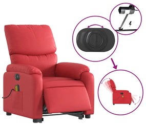 Poltrona reclinável elevatória elétrica couro artif. vermelho