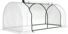 Outsunny Estufa com filme de malha PE, estufa de filme resistente ao inverno em aço, estufa 200 x 100 x 80 cm Branco | Aosom Portugal