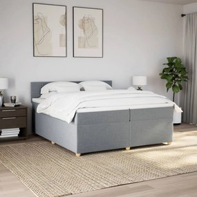 Cama com molas/colchão 200x200 cm tecido cinza-claro