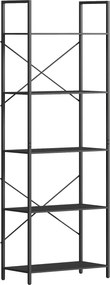 HOMCOM Estante, Prateleira de 5 Níveis, Estante Industrial para Escritório com Estrutura Metálica, Estante Aberta para Sala de Estar, Escritório, Home Office, 60x30x170,5 cm, Preto | Aosom Portugal