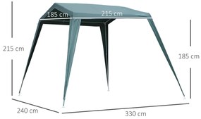 Outsunny Tenda Desmontável para Jardim com Tubo de Aço Tenda para Campismo Exterior 330x240x215 cm Verde