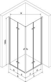 Mexen Lima Duo cabine de duche dobrável 100 x 80 cm, transparente, cromado - 856-100-080-02-00