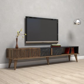 Móvel TV Milan – Nogueira e Preto – 180x40x35 cm