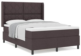 Cama Box com Colchão Marrom Escuro 140x190 cm em Tecido