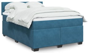 vidaXL Cama com molas/colchão 160x200 cm veludo azul