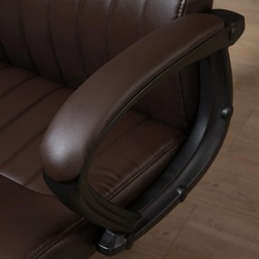 Vinsetto Cadeira de Escritório Ergonômica Cadeira de Escritório Basculante e Giratória 360° com Altura Ajustável Encosto Alto e Apoio para os Braços Pele Sintética 61,5x66x113-123cm Marrom