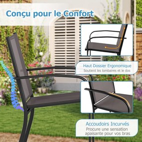 Conjunto de 2 cadeiras de jantar Giantex com encosto alto e assento largo, estrutura de metal resistente, tecido de malha cinza