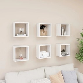 vidaXL Prateleiras de parede em forma de cubo 6 pcs 26x15x26 cm branco