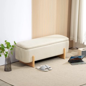 Banco-Baú de Arrumação, 111 x 44 x 44,5 cm, Arrumação Escondida, Creme
