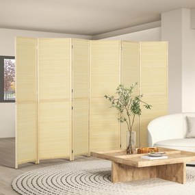 Biombo de bambu com 6 painéis, 270 x 180 cm, divisória dobrável para separar divisões - natural