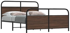 Estrutura cama sem colchão 150x200cm metal carvalho castanho