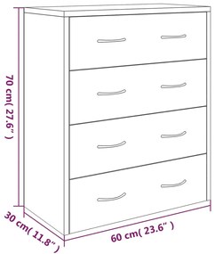 Aparador com 4 gavetas 60x30,5x71 cm cinzento cimento