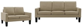 vidaXL 2 pcs conjunto de sofás couro artificial cappuccino