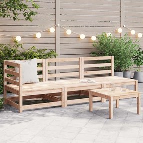 3 pcs conjunto lounge de jardim pinho maciço