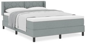 Cama Box Spring com Colchão Cinza Claro, 140 x 200 cm, Tecido