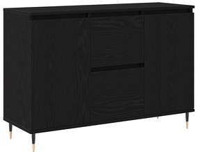 Sideboard vidaXL com portas e gavetas Preto Carvalho 101,5x35x70 cm