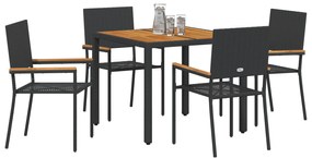 Conjunto de Jantar de Jardim vidaXL 5 Peças Rattan Preto