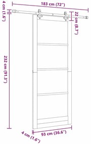 Porta Corrediça vidaXL com Conjunto de Hardware 'ORKDAL'Madeira Sólida
