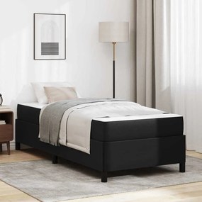 vidaXL Estrutura de cama com colchão Preto 90 x 190 cm Couro sintético