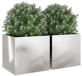 Vasos/floreiras 2 pcs 49x47x46 cm aço inoxidável prateado