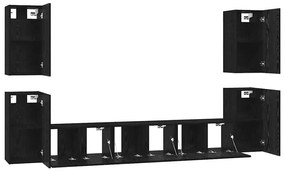 Conjunto de móvel de TV 7 pcs Carvalho preto Madeira processada
