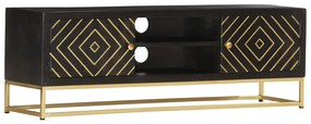 Móvel de TV 120x30x40 cm mangueira maciça preto e dourado