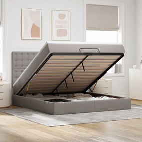 moldura de cama otomana vidaXL com tecido Taupe 180x200cm
