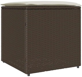 Caixa de Armazenamento Externa Marrom e Creme Rattan Médio