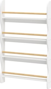 Estante para Livros Infantis, 60 x 10 x 98 cm, 4 Níveis de Arrumação, Branco
